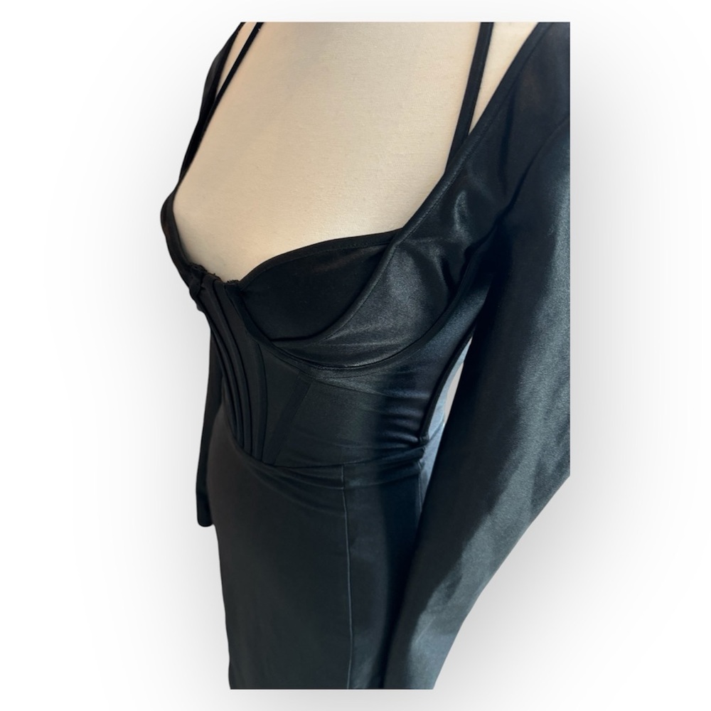 House of CB GRAZIA BLACK DISCO SATIN CORSET DRESS - Picture 4 of 16